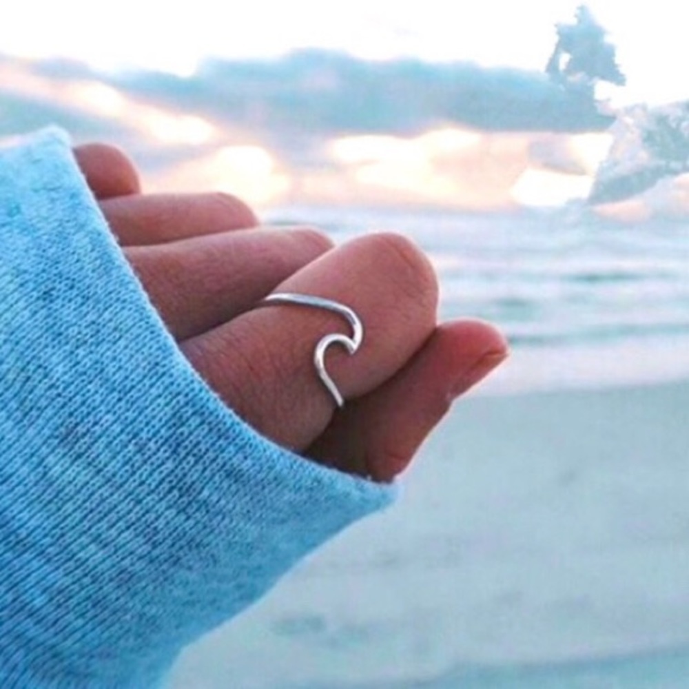 Silver Ocean Wave Ring Adjustable NEW